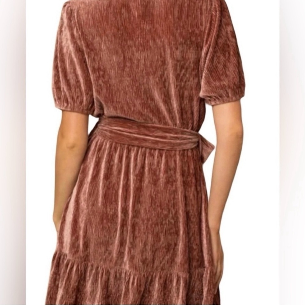Gilli Ripped Velvet Copper Shimmer Textured Dress. Large NWT - Picture 2 of 8